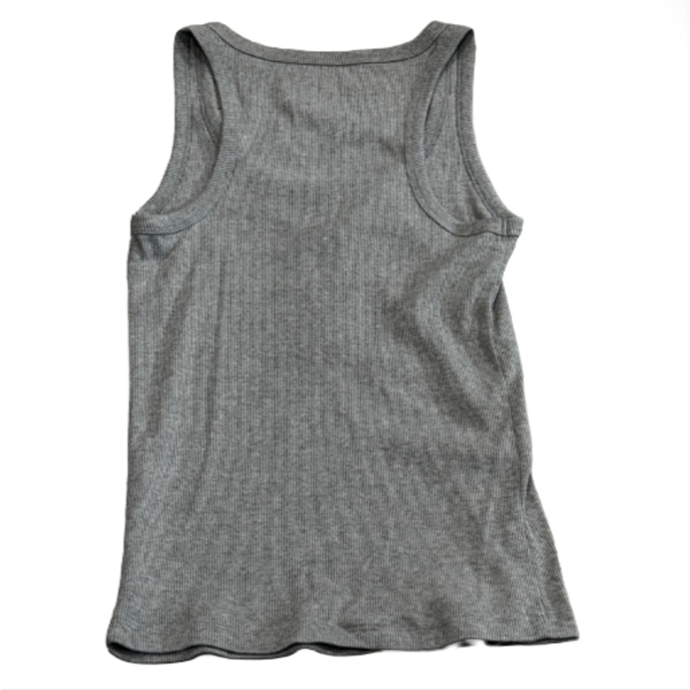 🌷 SO Gray Ribbed Henley Racerback Tank Top - Picture 3 of 3